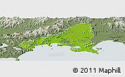 Physical Panoramic Map of Haifeng, semi-desaturated
