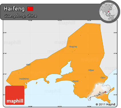 Political Simple Map of Haifeng, single color outside