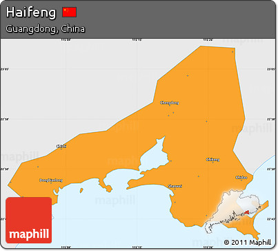 Political Simple Map of Haifeng, single color outside