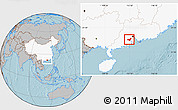 Gray Location Map of Heshan, highlighted country, hill shading