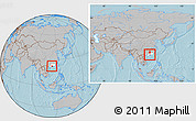 Gray Location Map of Heshan, highlighted parent region, within the entire country, hill shading