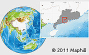 Physical Location Map of Heshan, highlighted country, highlighted parent region