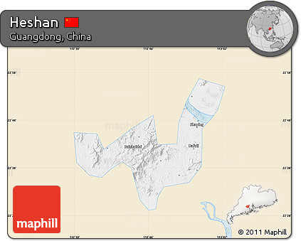 Classic Style Map of Heshan, single color outside