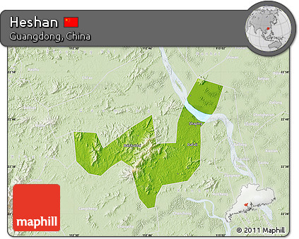 Physical Map of Heshan, lighten