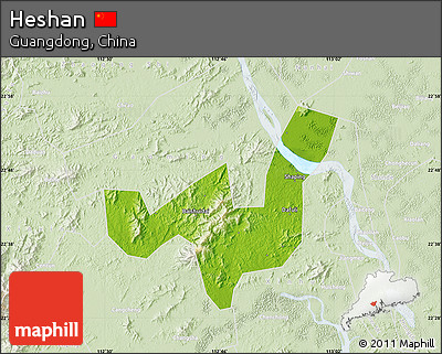 Physical Map of Heshan, lighten