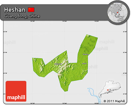 Physical Map of Heshan, single color outside