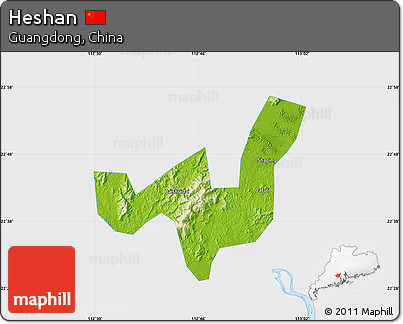 Physical Map of Heshan, single color outside