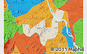 Shaded Relief Map of Heshan, political outside