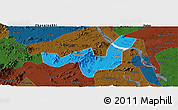 Political Panoramic Map of Heshan, darken