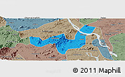 Political Panoramic Map of Heshan, semi-desaturated