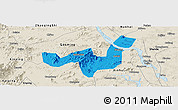 Political Panoramic Map of Heshan, shaded relief outside