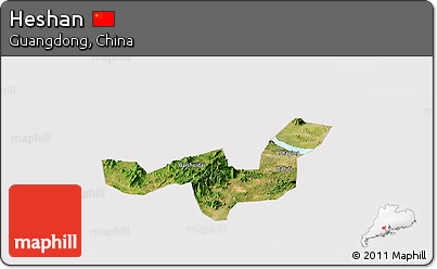 Satellite Panoramic Map of Heshan, cropped outside