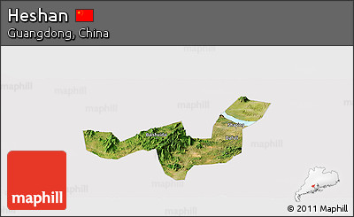 Satellite Panoramic Map of Heshan, cropped outside