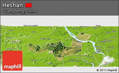 Satellite Panoramic Map of Heshan, physical outside