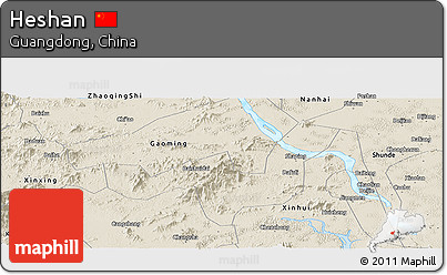 Shaded Relief Panoramic Map of Heshan
