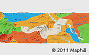 Shaded Relief Panoramic Map of Heshan, political outside
