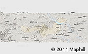 Shaded Relief Panoramic Map of Heshan, semi-desaturated