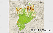 Physical 3D Map of Huaiji, shaded relief outside