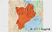 Political 3D Map of Huaiji, lighten