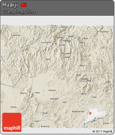 Shaded Relief 3D Map of Huaiji