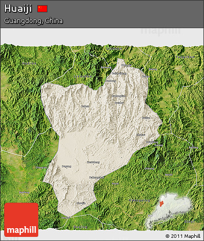 Shaded Relief 3D Map of Huaiji, satellite outside