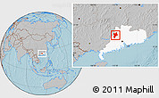 Gray Location Map of Huaiji, highlighted parent region, hill shading