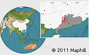 Satellite Location Map of Huaiji, highlighted country, highlighted parent region