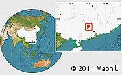 Satellite Location Map of Huaiji, highlighted country