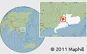 Savanna Style Location Map of Huaiji, highlighted parent region, hill shading