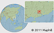 Savanna Style Location Map of Huaiji, hill shading