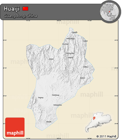 Classic Style Map of Huaiji, single color outside
