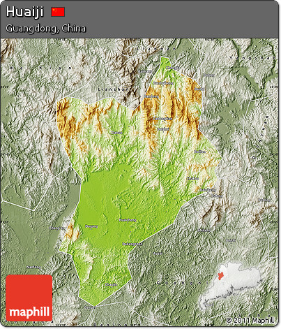 Physical Map of Huaiji, semi-desaturated