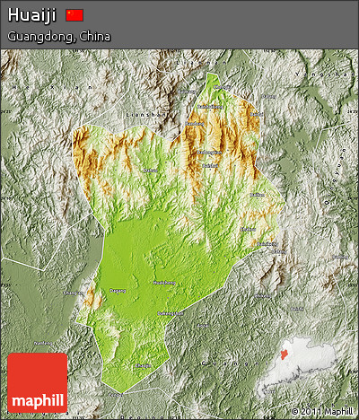 Physical Map of Huaiji, semi-desaturated