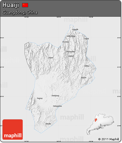 Silver Style Map of Huaiji, single color outside