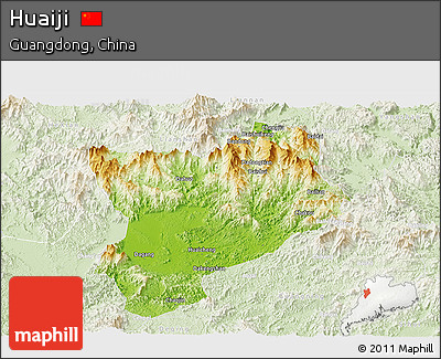 Physical Panoramic Map of Huaiji, lighten