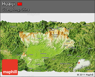 Physical Panoramic Map of Huaiji, satellite outside