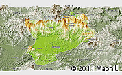 Physical Panoramic Map of Huaiji, semi-desaturated