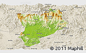 Physical Panoramic Map of Huaiji, shaded relief outside