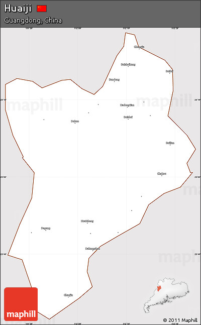 Classic Style Simple Map of Huaiji, cropped outside