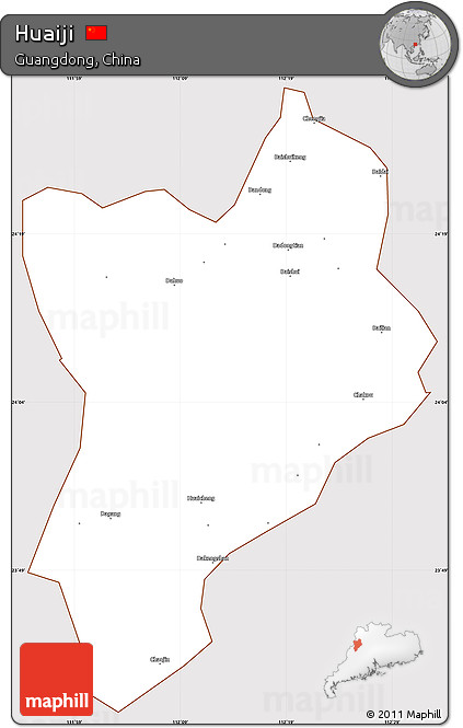 Classic Style Simple Map of Huaiji, cropped outside