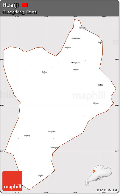 Classic Style Simple Map of Huaiji, cropped outside