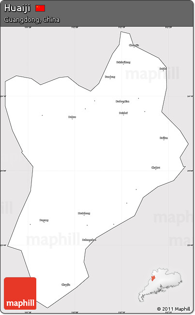 Silver Style Simple Map of Huaiji, cropped outside