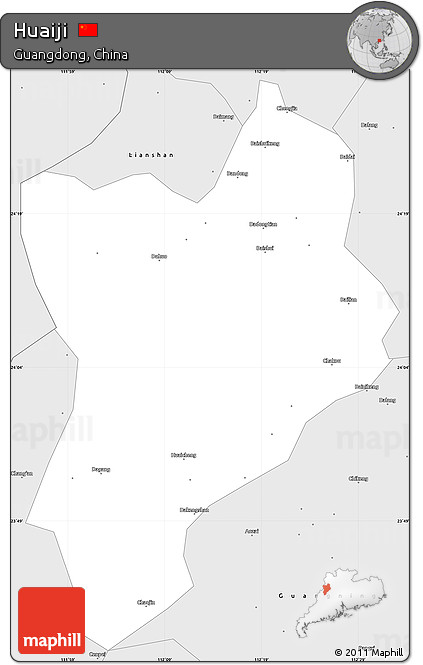 Silver Style Simple Map of Huaiji