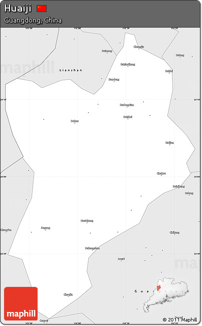 Silver Style Simple Map of Huaiji