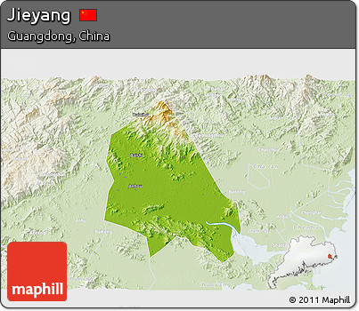 Physical 3D Map of Jieyang, lighten