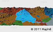Political Panoramic Map of Jieyang, darken