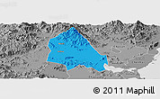 Political Panoramic Map of Jieyang, desaturated