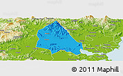 Political Panoramic Map of Jieyang, physical outside