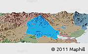 Political Panoramic Map of Jieyang, semi-desaturated