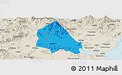 Political Panoramic Map of Jieyang, shaded relief outside